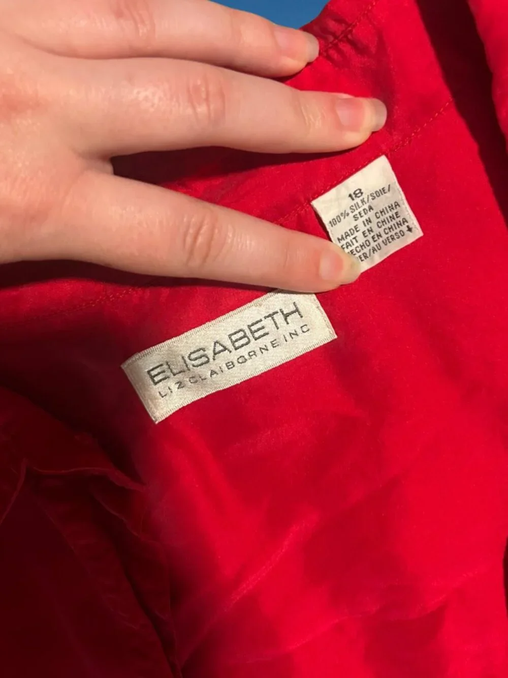 100% Silk Red Button Down Size 18